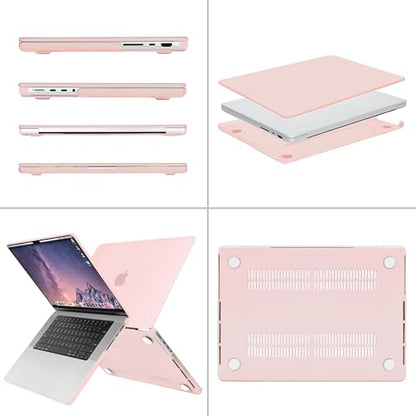 MOSISO Compatible with MacBook Pro 16 inch Case M5 M4 M3 M2 M1 2026-2021 | A3429 A3428 A3403 A3186 A2991 A2780 A2485, Protective Hard Shell Case&Keyboard Cover&Screen Film&Pouch, Chalk Pink - color: Chalk Pink