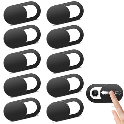 Webcam Cover Slide, 10 Pack Ultra Thin Web Camera Cover Slide for MacBook, iPad, iPhone, Laptop, Desktop, PC, Protect Your Privacy Security - color: Black (10 Pcs)