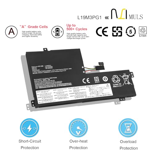 MULS L19M3PG1 Battery for Lenovo 100e 300e Chromebook 2nd Gen AST 82CD 82CE | Ideapad 3 CB-11AST05 Series laptop L19C3PG1 L19L3PG1 SB10X68685 5B10X65680 5B10X65682 5B10X65684 11.52V 47Wh with Tools