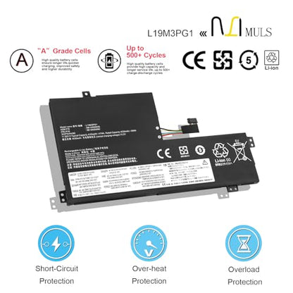 MULS L19M3PG1 Battery for Lenovo 100e 300e Chromebook 2nd Gen AST 82CD 82CE | Ideapad 3 CB-11AST05 Series laptop L19C3PG1 L19L3PG1 SB10X68685 5B10X65680 5B10X65682 5B10X65684 11.52V 47Wh with Tools