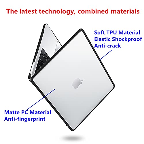 Se7enline for MacBook Air 13 inch Case M1 2024-2018 A2337 A2179,Clear&Gray | TPU Bumper + PC Matte Laptop Hard Shell Case with Keyboard Skin Anti-Fingerprint Shock-Resistant Collision Prevention Durable - color: (TPU) Transparent&Gray, size: 13.3 inch (M1
