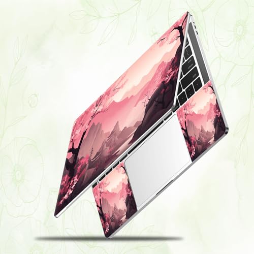 Laptop Skin Sticker Decal, Universal Reusable Vinyl Laptop Cover for 12" 13" 13.3" 14" 15" 15.4" 15.6" Notebook PC, Reusable Waterproof Scratch-Resistant with 2 Wrist Pads,Art Oriental Cherry - color: Art Oriental Cherry