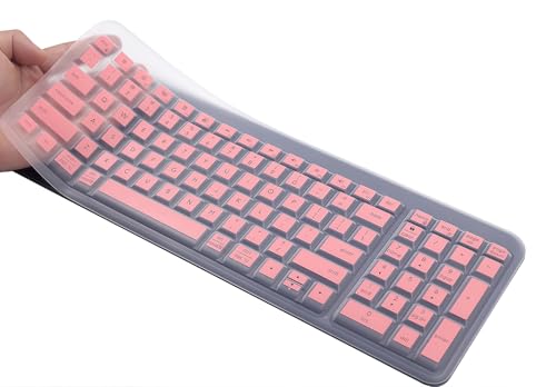 Silicone Keyboard Skin Cover Compatible for 2025 Logitech MK250 Bluetooth Wireless Mouse and Keyboard Combo & Logitech K250 Bluetooth Keyboard with Numpad (Pink) - color: Pink