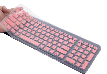 Silicone Keyboard Skin Cover Compatible for 2025 Logitech MK250 Bluetooth Wireless Mouse and Keyboard Combo & Logitech K250 Bluetooth Keyboard with Numpad (Pink) - color: Pink
