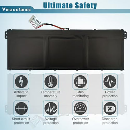 AP19B8M 55.97Wh Laptop Battery for Acer Swift 3 SF314-59 SF314-59-78Z8 SF314-59-56F2 TravelMate P4 TMP414-51 TMP414-51-54HA Porsche Design Book RS AP714-51GT-75VS Series Notebook KT0030G024 - size: 10.28*3.47*0.20 inch AP19B8M