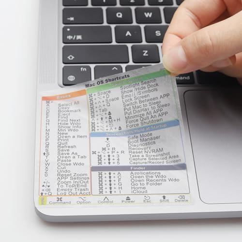 KEANBOLL 2-Pack Mac Keyboard Shortcut Stickers, Clear Mac OS Shortcuts Decal 2026 for 13-16" MacBook Pro/Air (M1-M5 Chip), No-Residue Vinyl Instant Reference Cheat Sheet, Clear - color: New Clear