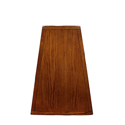 Leick Home Slate End Table, Solid Wood, Narrow Wedge Shape, Slate Tile Insets, Bottom Display Shelf, Easy-Assembly, Rustic Oak, 23.5 in. L x 17 in. W x 24 in. H, 10056 - color: Rustic Oak