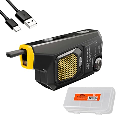 Nitecore BlowerBaby BB2 USB Rechargeable Electronic Air Duster Blower for Camera, Keyboard, Laptop Cleaning with Built-in LED, Include Cable Organizer