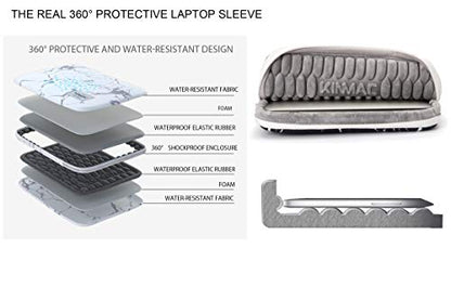 Kinmac 360° Heavy Duty Protective Laptop Sleeve Case Bag Cover with Handle for MacBook Air 13 inch,iPad Pro 13 inch and 13.3 inch HP,Dell,Lenovo,Asus,Acer Laptop (Black Marble) - color: Black Marble, size: 12 inch-13.3 inch