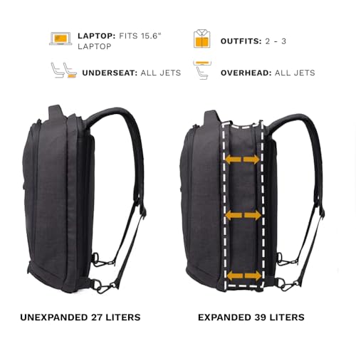 Knack Series 1 Laptop Backpack Travel Set Fits up to 15 Inch - Includes Expandable Packing Insert, and Knack's Insulated Bottle, TSA Approved, Expandable Travel Backpacks (Black, Medium) - color: Black, size: Travel Set