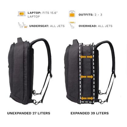 Knack Series 1 Laptop Backpack Travel Set Fits up to 15 Inch - Includes Expandable Packing Insert, and Knack's Insulated Bottle, TSA Approved, Expandable Travel Backpacks (Black, Medium) - color: Black, size: Travel Set