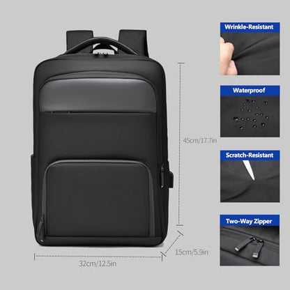 Travel Laptop Backpack for Men Expandable Business Backpack Fits 17-inch Laptop with USB Charging Port Waterproof Durable Computer Bag for Business Travel Work Office College