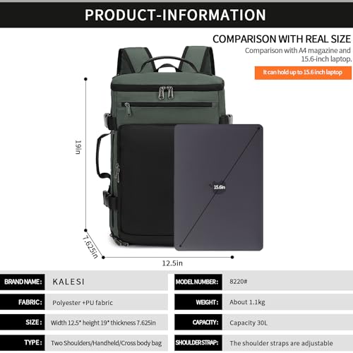 Kalesi Gym Duffle Bag Backpack 4-Way Waterproof with Shoes Compartment for travel Sport Hiking laptop - color: Business-grey