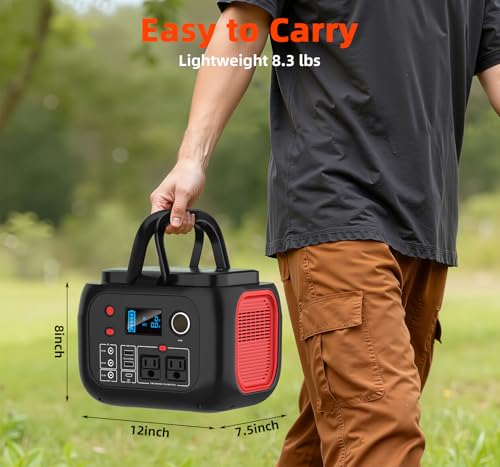 ENOFLO 300W Portable Power Station, 228Wh Solar Generator | 110V Pure Sine Wave AC Outlet, 61600mAh Lithium Battery Backup for CPAP, Camping, RV, and Home Emergency - color: Red-Black1