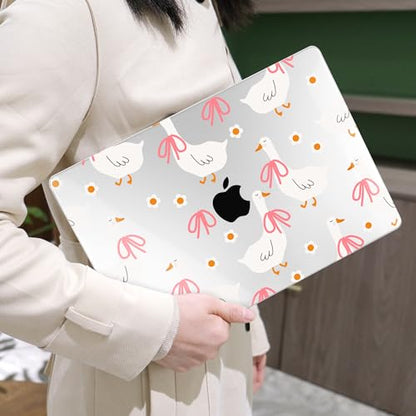 MEEgoodo Compatible with MacBook Pro 14 inch Case (M5/M4/M3/M2/M1) Pro/Max 2026 2025 2024 2023 2021, Case Fit Model A3427/A3426/A3434/A3112/A3401/A3185/A2918/A2992/A2779/A2442, Goose Farm & Bows - color: Goose Farm & Bows