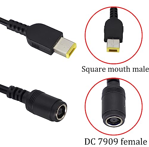 DC 7.9mmx0.9mm to Square Interface Plug Converter DC7.9mm x 5.5mm to Square tip Power Converter Cable Laptop Power Adapter Compatible for Le-no-vo Think-Pad I-B-M [2pack-7909] - color: DC7909F