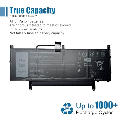N7HT0 Laptop Battery Replacement for Dell Latitude 9510 2-in-1 Latitude 9510 9520 P94F P95F P95F001 Series TVKGH V5K68 N2NLL HYMNG 08NFC7 N2NLL N7HTO 0PKW00 089GNG 0HYMNG 7.6V 52Wh 6500mAh - size: 10.31*3.89*0.22 inch N7HT0