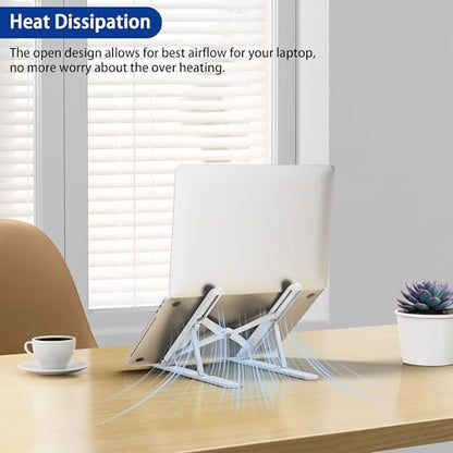 BESIGN LS01 Pro Ergonomic Laptop Stand, Plastic Laptop Riser, Portable and Adjustable Notebook Computer Holder Compatible with 10-14" Laptops (White) - color: White