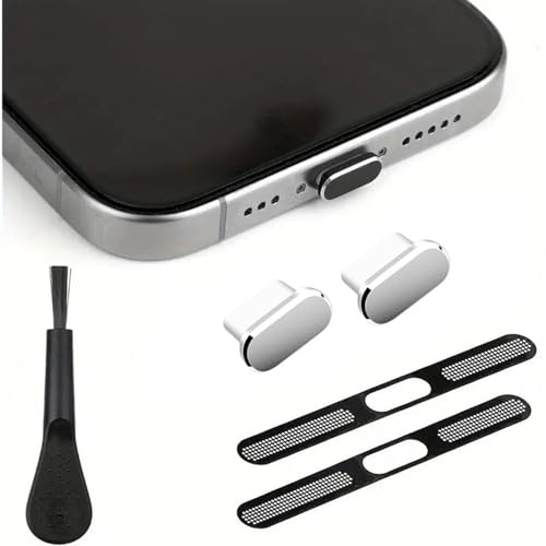 USB C Plug Cover Soft Protector Cleaner Set Electronic Device | Precise Anti Dust Kit for Phone Home Outdoor Offices Desk Car - color: Silver
