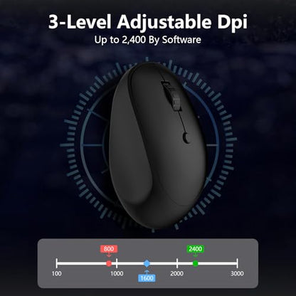 Wireless Mouse for Laptop,2.4GHz Computer Mouse with USB A Receiver,4 Buttons Bluetooth Mice Gaming Mice Silent Ergonomic Cordless 1200/1600/2400 DPI for Chromebook PC Laptop MacBook iPad Windows Dell