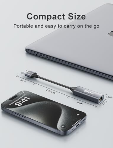 VIOY USB 3.0 to Ethernet Adapter, 10/100/1000Mbps RJ45 LAN Network Port, Drive Free USB A Ethernet Dongle Adapter for Nintendo Switch, Laptop, MacBook, Surface, PC, Windows, Linux