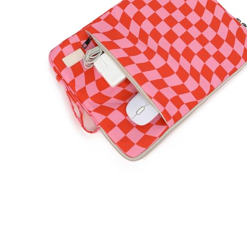 Laptop Sleeve 13.3 inch14 Inch, 15.6inchWater Resistant Traveling Computer Cover with Handle, Shockproof Protective Carrying Laptop Case (Y8-Pink Checker, 15 inch-15.6 inch) - color: Y8-Pink Checker, size: 15 inch-15.6 inch