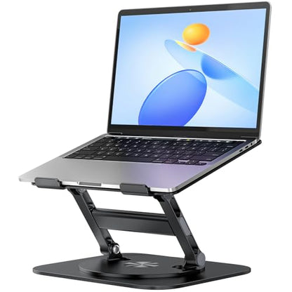 MCHOSE Laptop Stand, H-Design Stable Computer Stand, Ergonomic Laptop Riser with 360° Rotating Base, Notebook Compatible with All 10-17” Laptops, Black - color: Black-new