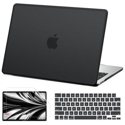 AKIT Compatible with MacBook Air 15 Inch Case 2026 2025-2023 M5 M4 M3 M2 A3448 A3241 A3114 A2941, [Anti-Cracking] Hard Shell Laptop Case&Keyboard Cover&Screen Protector for MacBook Air 15 Inch, Black - color: Black