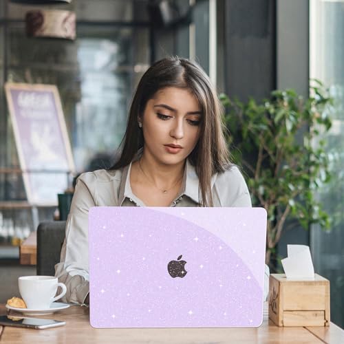 G JGOO for MacBook Air 13 inch Case 2021 2020-2018 M1 A2337 A2179 A1932 | Glitter Protective Plastic Hard Shell for MacBook Air 13.3 inch Case + Keyboard Cover + Screen Protector, Sparkly Purple - color: Purple