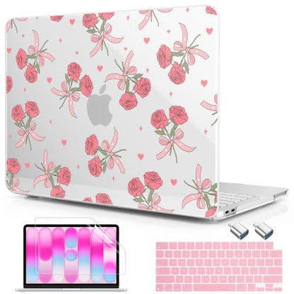 Compatible with MacBook Neo 13 inch (2026 Release A3404) (A18 Pro) with Liquid Retina Display, Printed Slim Protective Case with Screen Protector & Keybaord Cover, Rose Bows - color: Rose Bows