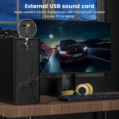 MOSWAG 3 Pack USB to 3.5mm Jack Audio Adapter, Audio Aux Cable USB A Male to 3.5mm TRRS Female Headphone Adapter Built in Chip External Sound Card for Headset Desktops PC PS5 PS4 and More Device | External Sound Card AUX Converter for USB TRRS Microphone,