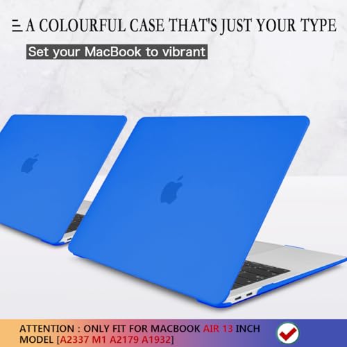 CISSOOK Matte Blue Compatible with MacBook Air 13 inch Case A2337 M1 A2179 A1932 Model 2021 2020-2018 Release, Plastic Hard Shell Cover with Keyboard Cover for Mac Air 13.3" with Touch ID, Blue - color: Air13inch-Frosted Blue