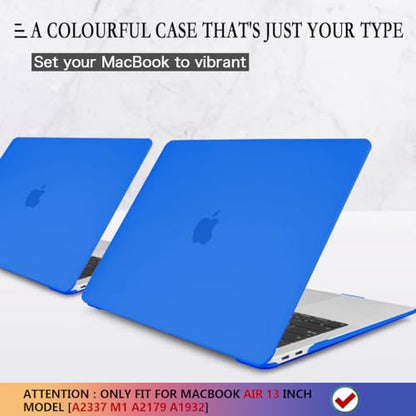 CISSOOK Matte Blue Compatible with MacBook Air 13 inch Case A2337 M1 A2179 A1932 Model 2021 2020-2018 Release, Plastic Hard Shell Cover with Keyboard Cover for Mac Air 13.3" with Touch ID, Blue - color: Air13inch-Frosted Blue