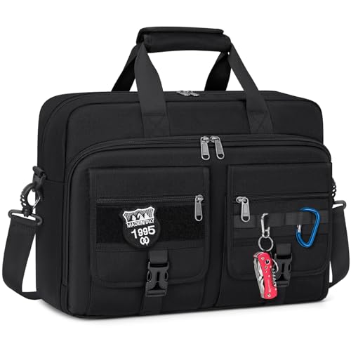 RAINSMORE Tactical Laptop Bag for Men, Large Military Laptop Briefcase | 15.6/17.3 Inch Messenger Bag with MOLLE, Business Computer Bag Laptop Case, Tactical Shoulder Bag for Work Office Travel - color: Black, size: 15.6 inch