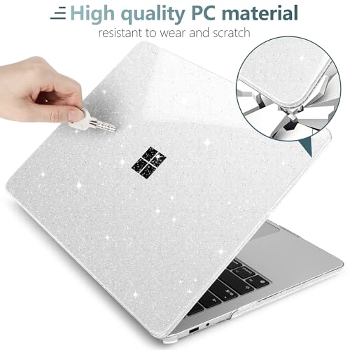 Batianda Glitter Case for Surface Laptop 13 inch 2025 2026, Starry Clear | Fits Model 2095, Subtle Glitter Mist Finish, Lightweight Hard Shell with Scratch-Resistant Protection, Easy Installation - color: Bling clear