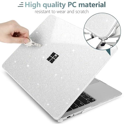 Batianda Glitter Case for Surface Laptop 13 inch 2025 2026, Starry Clear | Fits Model 2095, Subtle Glitter Mist Finish, Lightweight Hard Shell with Scratch-Resistant Protection, Easy Installation - color: Bling clear