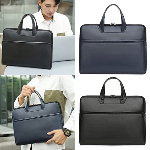 Tote Laptop Bag with Handles Zippers Organize for Notebook Computer Sleeve Handbag Bag Leather Laptop for Men - color: Black