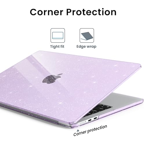 AKIT Compatible with MacBook Air 13 inch Case Glitter 2026 2025-2022 M5 M4 M3 M2 Model A3449 A3240 A3113 A2681, Laptop Hard Shell for Mac Air 13.6 + Keyboard & Screen Cover, Sparkly Lavender Purple - color: Glitter Purple