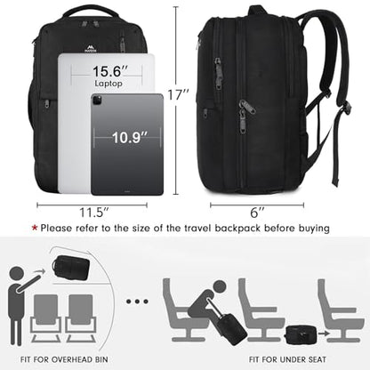 MATEIN Travel Laptop Backpack, Flight Approved Carry on Backpack, Black | Shoe Compartment, Large Personal Item Bag, Fits 15.6 Inch Laptop, Water Resistant, Overnight Luggage Bag, Weekender Bag - color: Black, size: Large