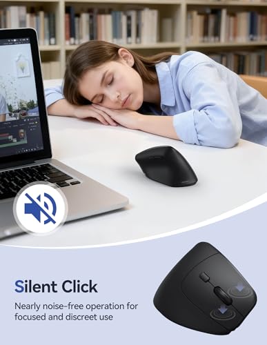 TECKNET Wireless Vertical Mouse, 2.4G+2*BT Rechargeable Bluetooth Mice | 4800DPI, Ergonomic Design for Carpal Tunnel Right Hand, 3-Device Connectivity for Laptop, PC, MacBook, Windows, MacOS, Black