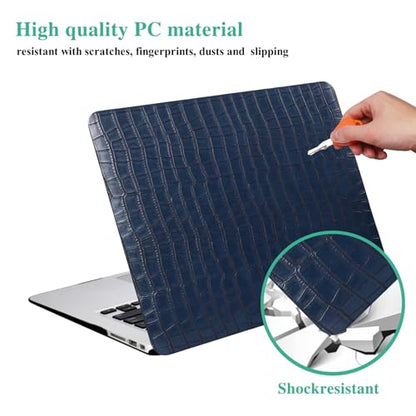 Crocodile Logo Cutout Case for MacBook Air 15 inch 2026-2023 M5 M4 M3 M2 | Model A3448 A3241 A3114 A2941, Crocodile Alligator Skin Luxury Texture Leather Hard Shell Mac Air 15 Case+Keyboard Cover,Blue - color: # Crocodile Skin Blue