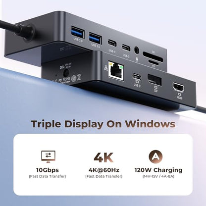 Microsoft Surface Thunderbolt 4 Dock 12-in-1 Triple Display Hub with 4K@60Hz HDMI + USB-C + DisplayPort, Surface Pro Docking Station for Surface Pro 12/11/10/9/8/X/7+/7, Surface Laptop, Surface Go - size: 12.