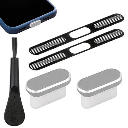 USB C Plug Cover Soft Protector Cleaner Set Electronic Device | Precise Anti Dust Kit for Phone Home Outdoor Offices Desk Car - color: Silver