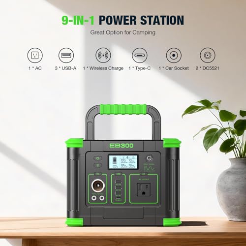 Portable Power Station 330W, 288.6Wh Solar Generator for Outdoor Home | With 60W USB-C PD Output, 120V Pure Sine Wave AC Outlet, 5W Wireless Charging, 330W Backup Lithium Battery Camping Travel - color: Grey