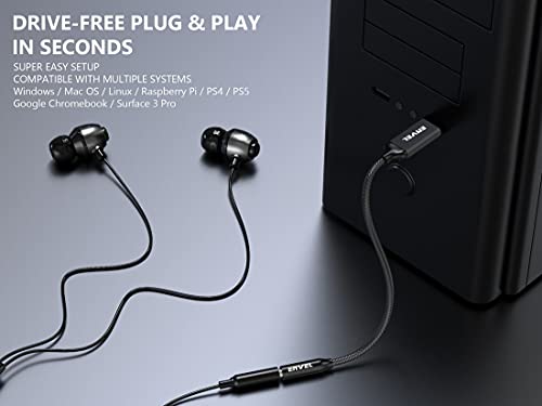 ENVEL Headset Adapter 3.5mm Female to USB Male, Built-in Chip External Stereo Sound Card,TRRS 4-Pole Mic-Supported USB to Headphone Adapter for PS4 Laptop PC | External Stereo Sound Card for PS4/PS5/PC/Laptop, Headphone Adapter with Built-in Chip TRRS 4-P