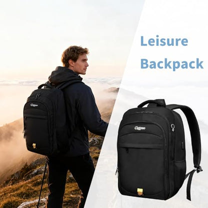 Durable 15.6 Inch Laptop Backpack, Anti-Theft Business Travel Backpack with USB Charging & Multiple Compartments, Water-Resistant Expandable Computer Bag for College and Work - Black
