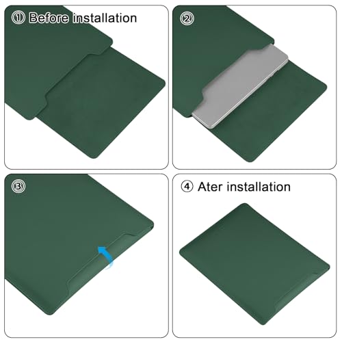 HoYiXi 13.3'' /13.6'' Laptop Sleeve Case PU Leather with Stand Compatible with MacBook Pro 14/MacBook Air 13(M1 M2)/ASUS Vivobook 14/Dell XPS 13/ASUS Matebook,13-14'' Laptop Bag,Dark Green - color: Dark green, size: 13.3'' / 13-14 Inch Laptop