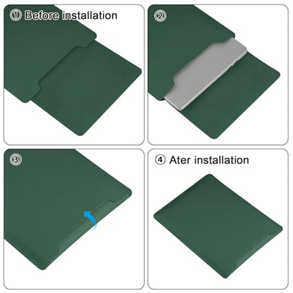 HoYiXi 15.6" Laptop Sleeve Case PU Leather with Stand Compatible with MacBook Pro 16/15.4'' MacBook Pro 15, Mac Air 15/ Dell, Matebook,Asus,15-16'' Laptop Bag,(Patent Pending),Dark Green - color: Dark green, size: 15.6'' /15-16 Inch Laptop