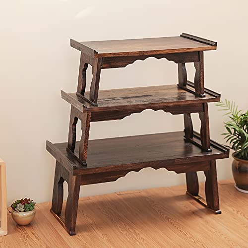 Foldable Wooden Laptop Desk, Breakfast in Bed Serving Tray, Japanese Floor Table for Tea & Coffee, Portable Antique Meditation Altar(19.7”x11.8”x9.1”) - size: 19.7”x11.8”x9.1”