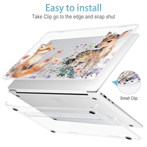 Mektron Case for 13.8" Microsoft Surface Laptop 8/7 (2026/2024) Surface Laptop 13.8 Inch Cover Fits Model 2036, Keyboard Cover +Screen Protector +Dust Plugs, Fox and Deer - color: Fox and Deer